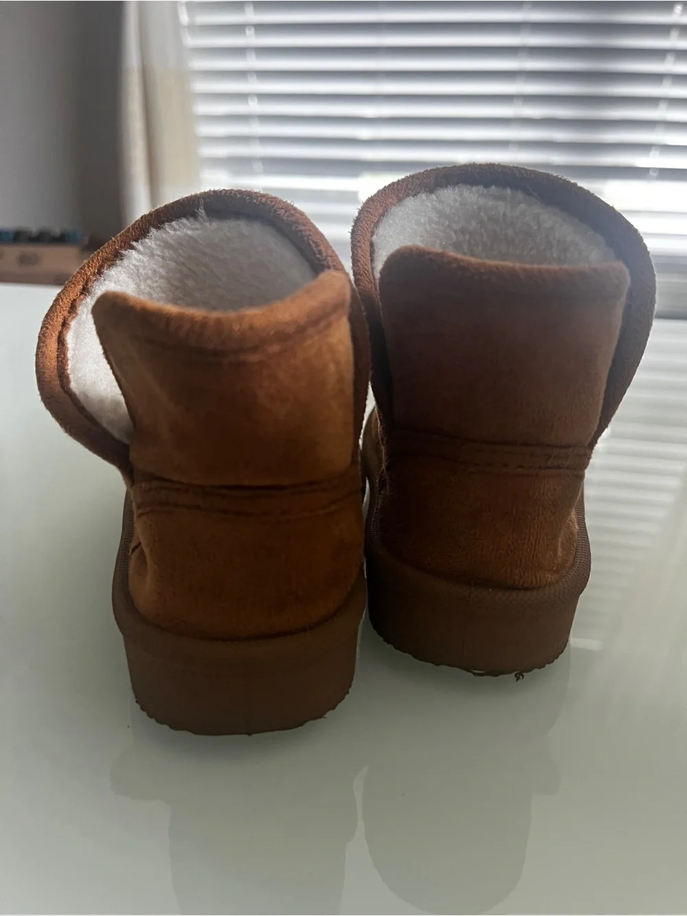 Kids Cozy Suede-Look Slip-On Boots in Brown